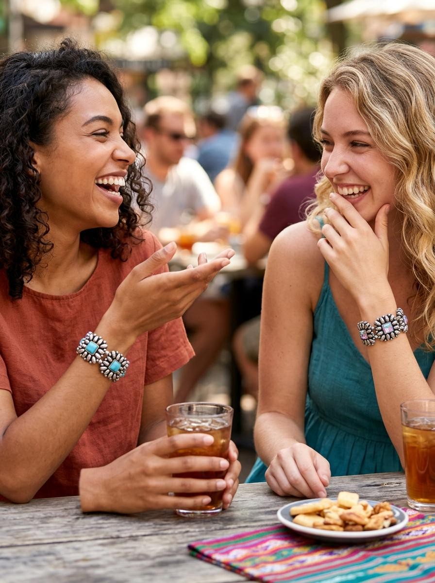Western Floral Square Bracelets- Turquoise or AB