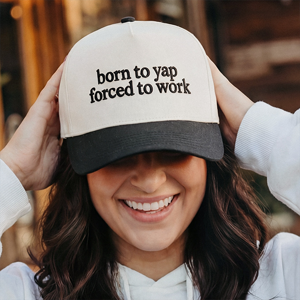 C.C Born To Yap Forced To Work trucker hat - Black - worn