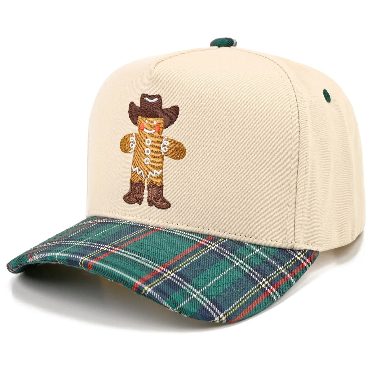 C.C Cowboy Gingerbread Christmas plaid trucker hat - Green - angle
