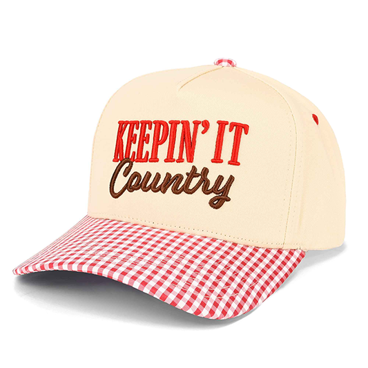 C.C Keepin' It Country trucker hat - Gingham Red