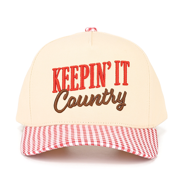 C.C Keepin' It Country trucker hat - Gingham Red