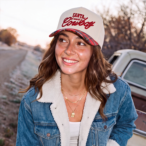 C.C Santa I Want A Cowboy trucker hat - Red - worn