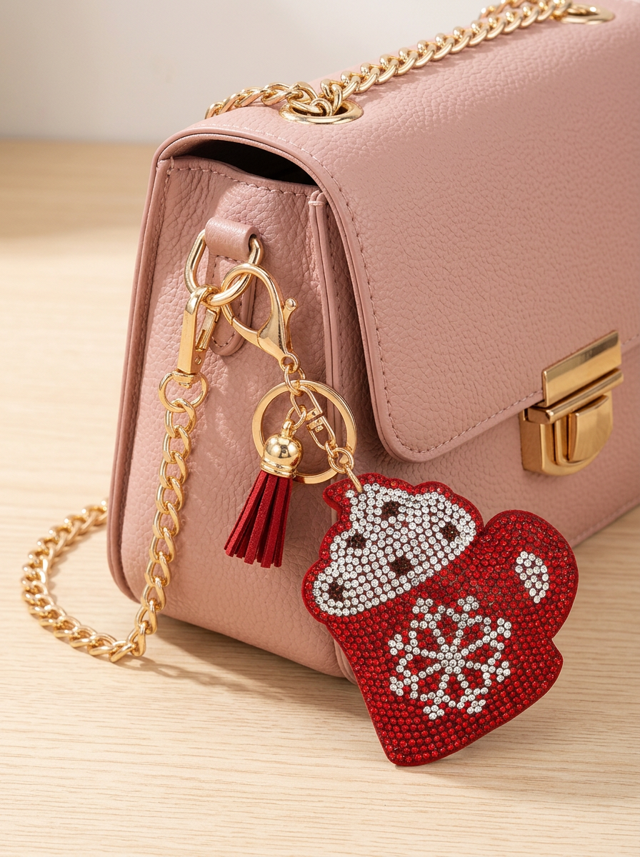 Christmas Snowflake Hot Chocolate Coffee Cup Mug Keychain Bag Charm