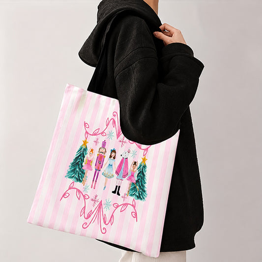 Christmas Nutcracker Pink Stripe Tote Bag