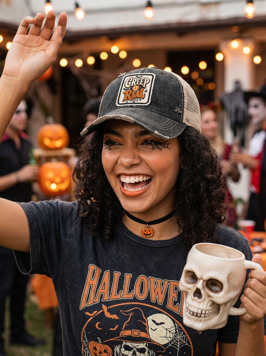CREEP IT REAL Halloween Patch Trucker Hats