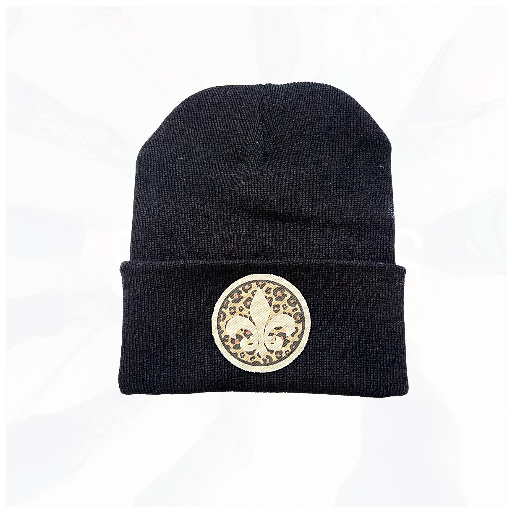 Sassy Beanie Hat - Fleur de Lis Leopard