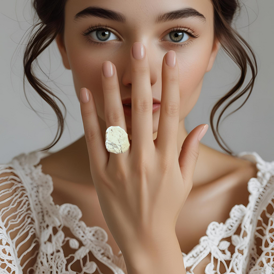 Stone Stretch Rings - White or Turquoise