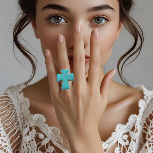 Stone CROSS Stretch Rings - Many Colors