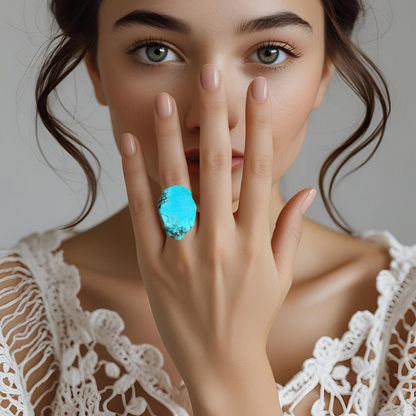 Stone Stretch Rings - White or Turquoise