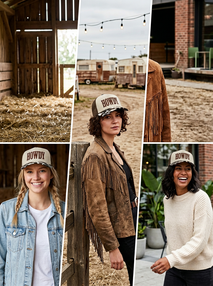 HOWDY CC Cow Print Stitched Hat