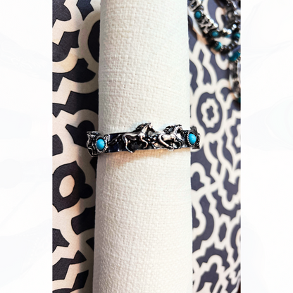 Silver & Turquoise Horse Stretch Bracelet