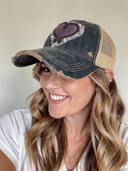 Hair-On-Hyde Leather Heart Patch Hat Bandana Accent