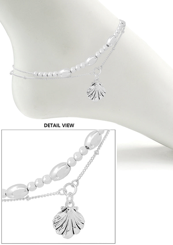 Double Silver Shell ANKLE BRACELET Sea Shell Anklet