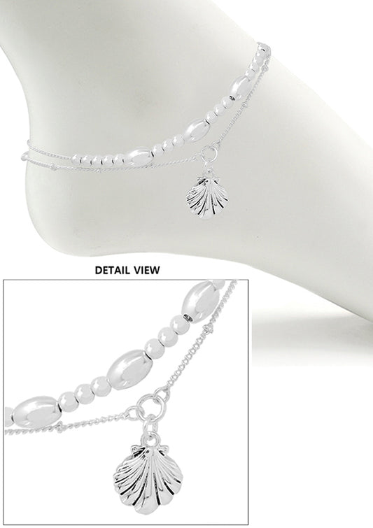 Double Silver Shell ANKLE BRACELET Sea Shell Anklet