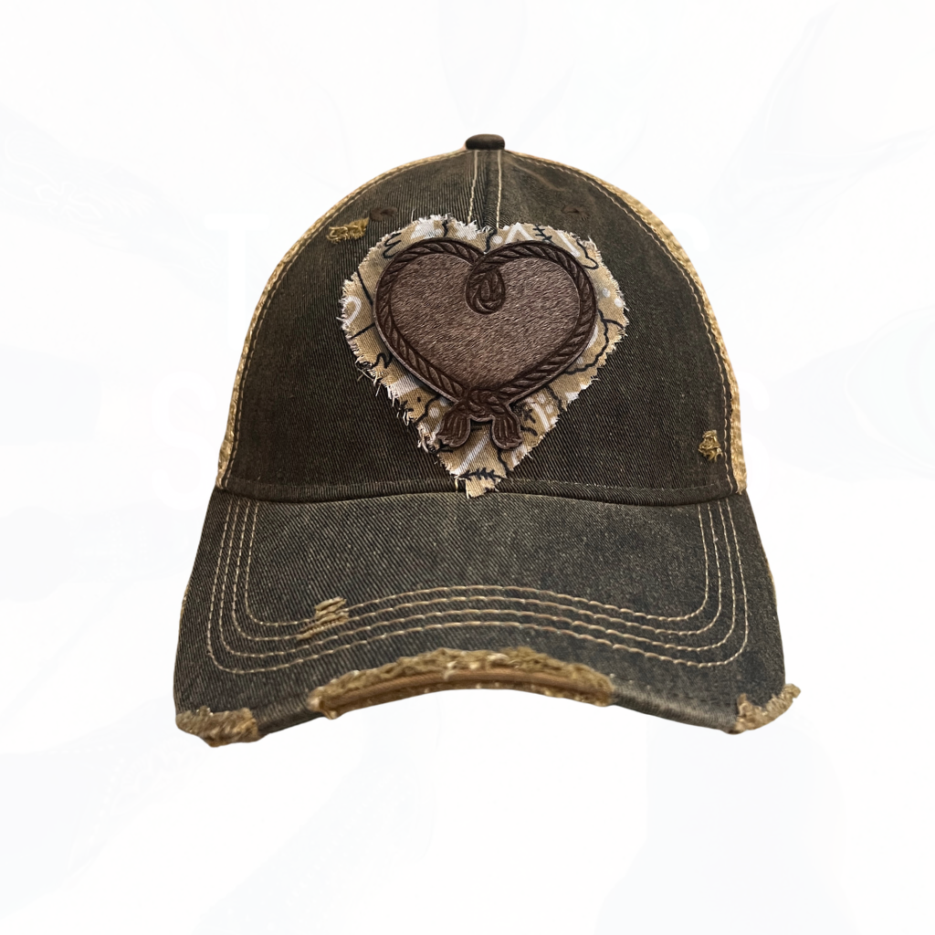 Hair-On-Hyde Leather Heart Patch Hat Bandana Accent