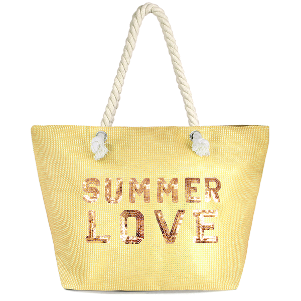 SUMMER LOVE BLING ROPE TOTE BAG Yellow