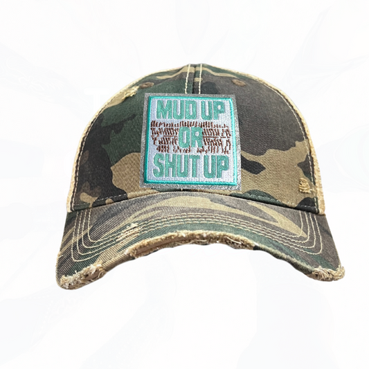 Turquoise MUD UP OR SHUT UP Trucker Hats -  3 Colors