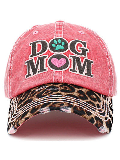 Dog Mom Hat with Leopard Bill- Many Colors