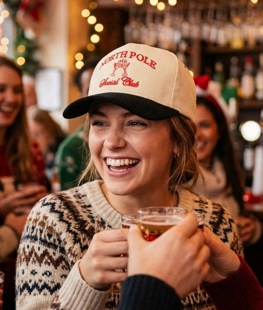C.C. Christmas North Pole Social Club Courdaroy Baseball Hat