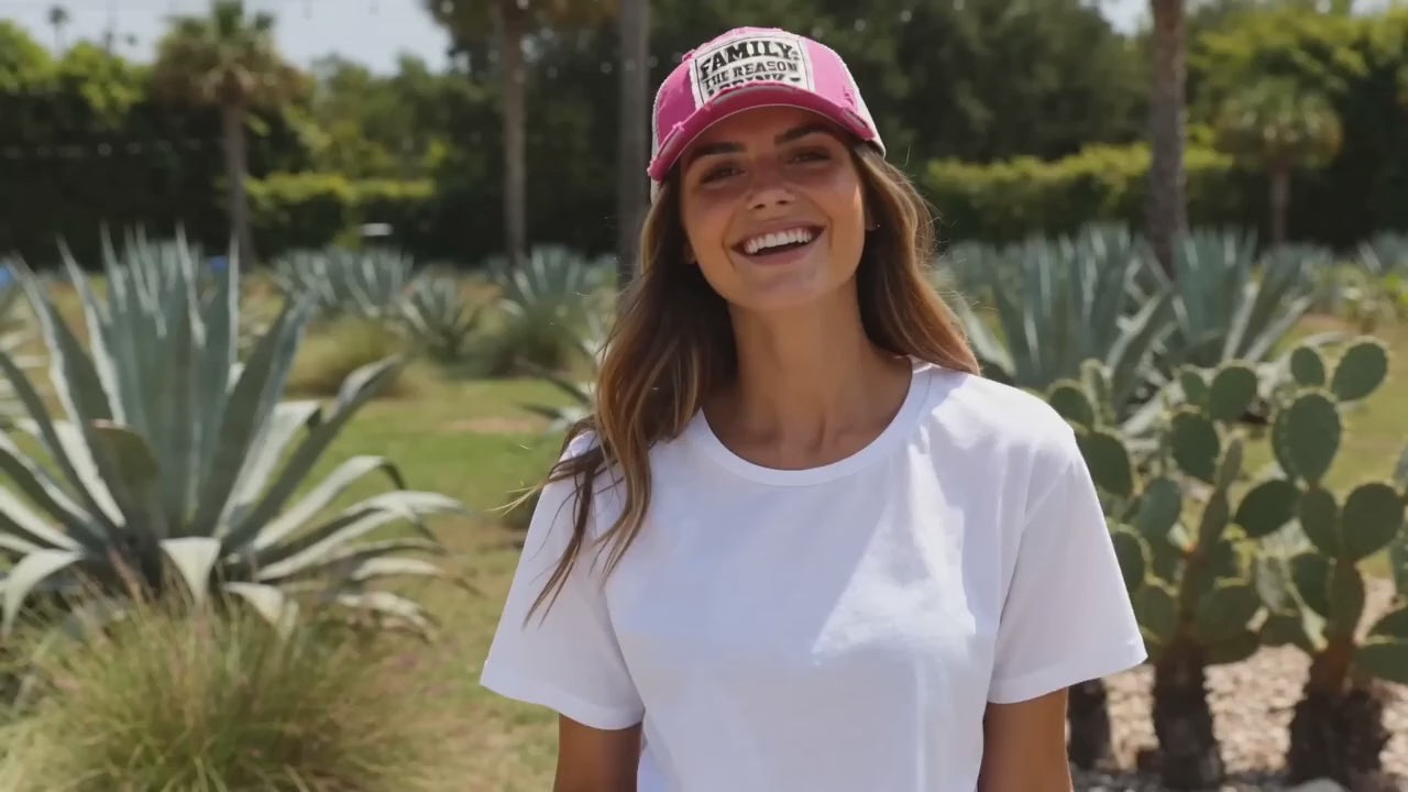 FAMILY: THE REASON I DRINK trucker hat (wine version) video