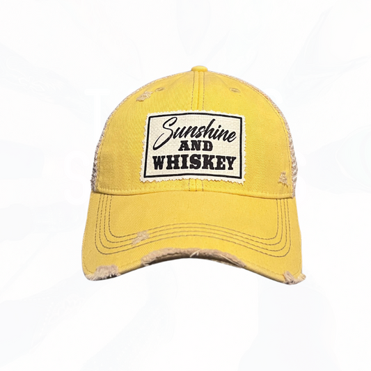 Sunshine & Whiskey Trucker Hat- Yellow