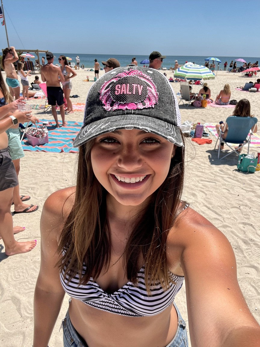SALTY Pink Bandana Patch Trucker Hat