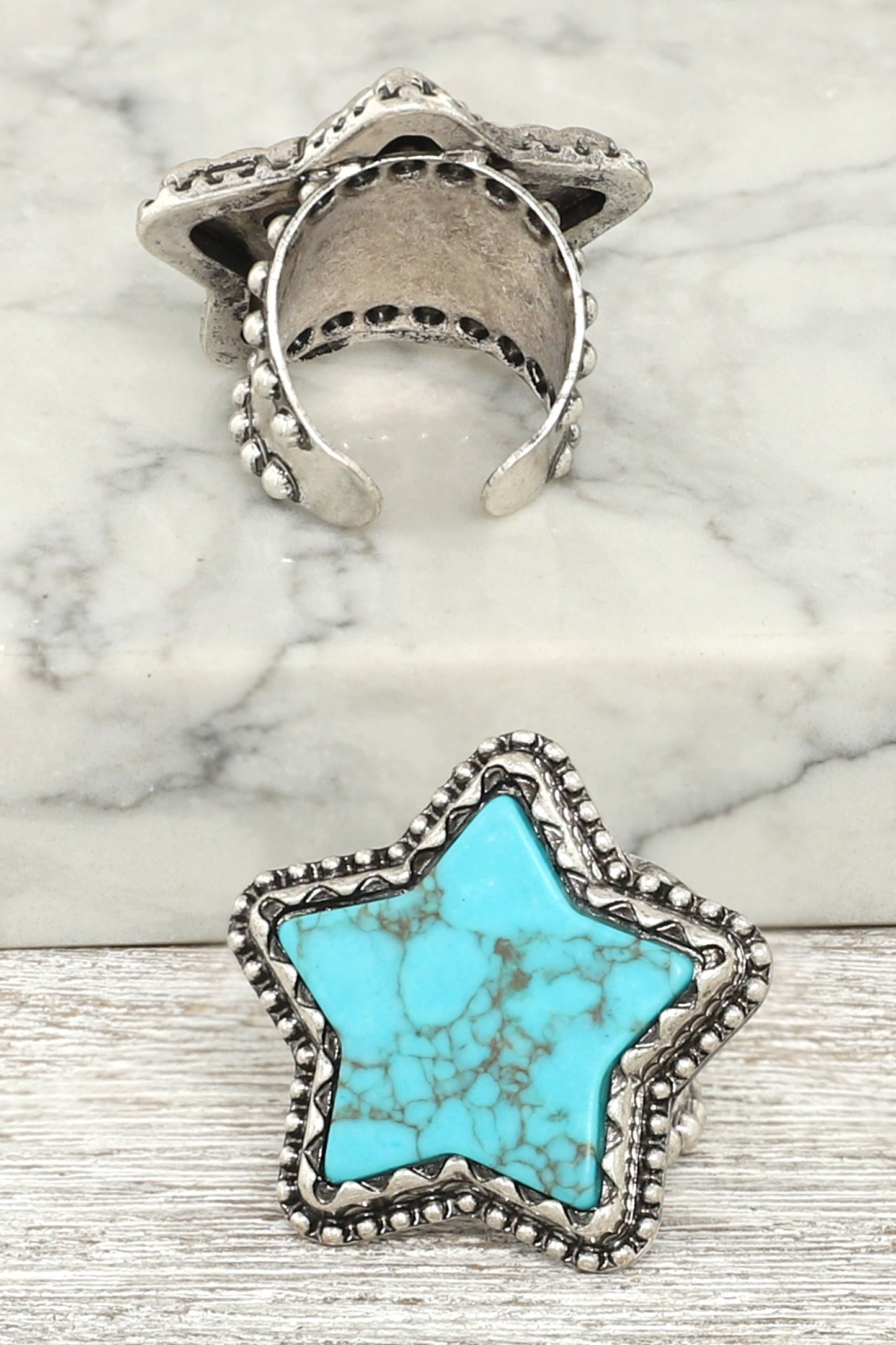 Turquoise Chunk STAR Adjustable Ring