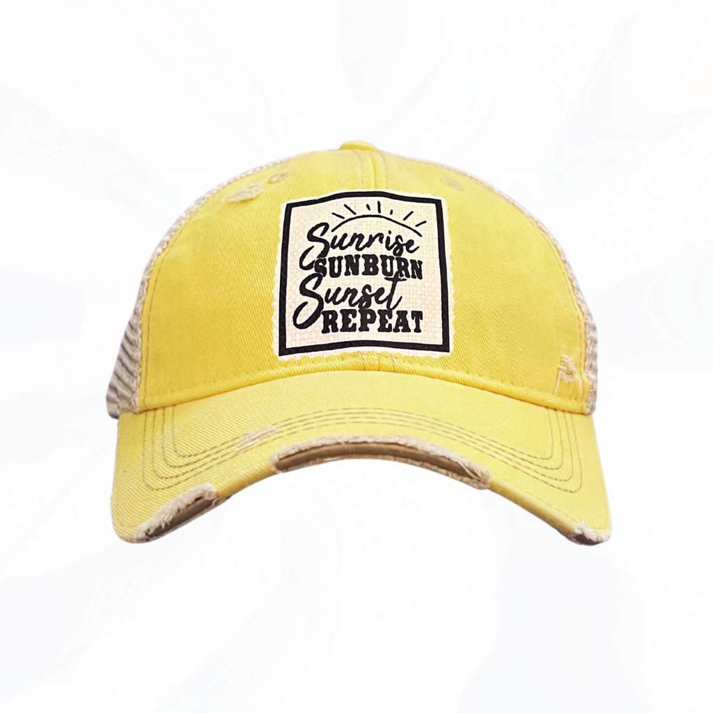 Sunrise Sunburn Sunset Repeat Trucker Hat - Yellow