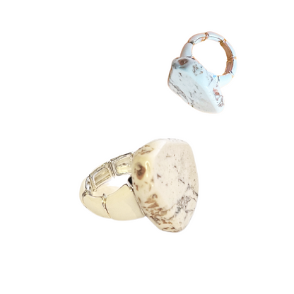 Stone Stretch Rings - White or Turquoise