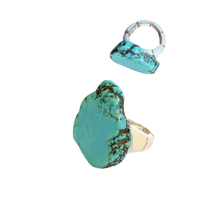 Stone Stretch Rings - White or Turquoise
