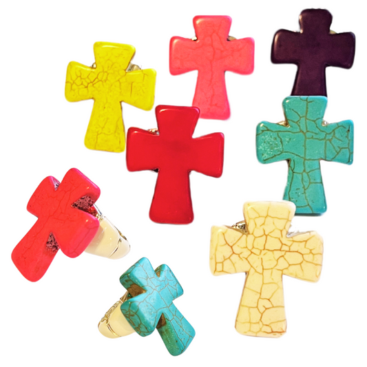 Stone CROSS Stretch Rings - Many Colors