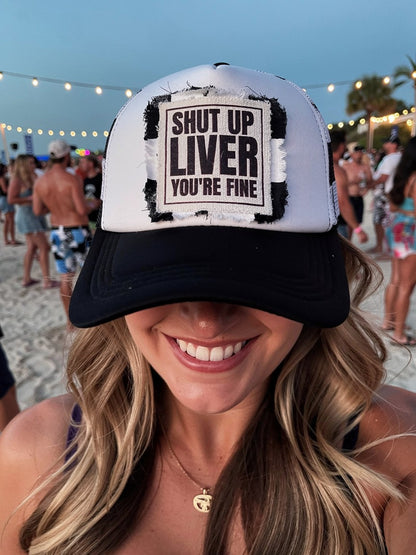 SHUT UP LIVER You're Fine Checkered Foam Hat Black
