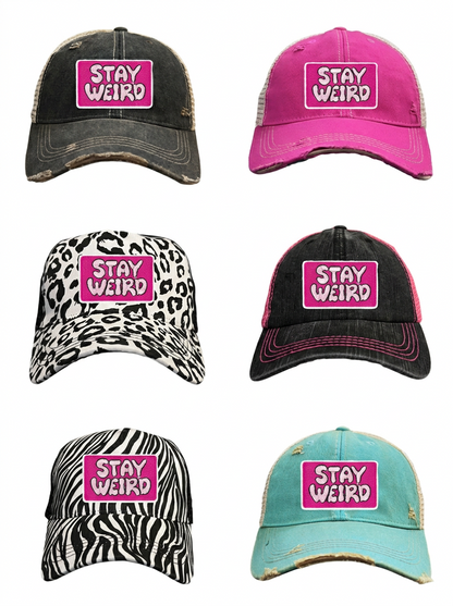 STAY WEIRD TRUCKER HAT - 6 CHOICES