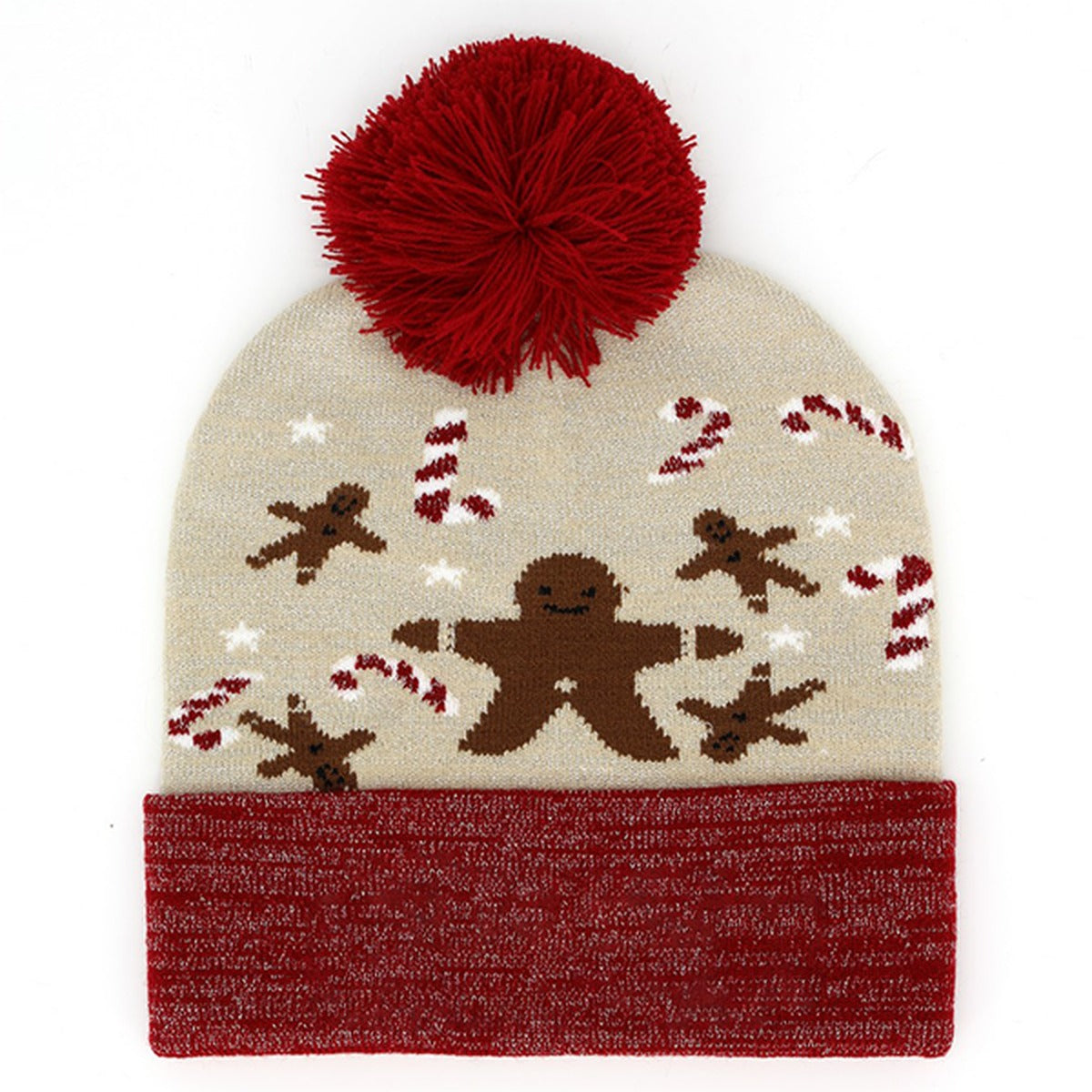 Sweet Christmas Pom Pom Knit Beanie - Burgundy