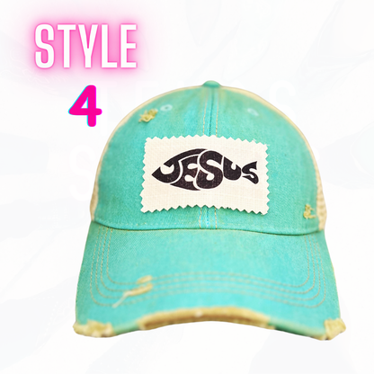 JESUS CHUBBY FISH PATCH HATS- 8 COLORS