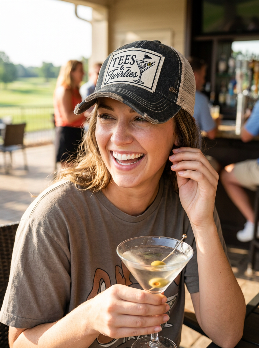 TEES & TWIRLIES Patch Trucker Hats - Golfing Cocktails Fun