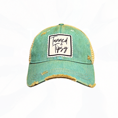Tanned & Tipsy Trucker Hat- Turquoise