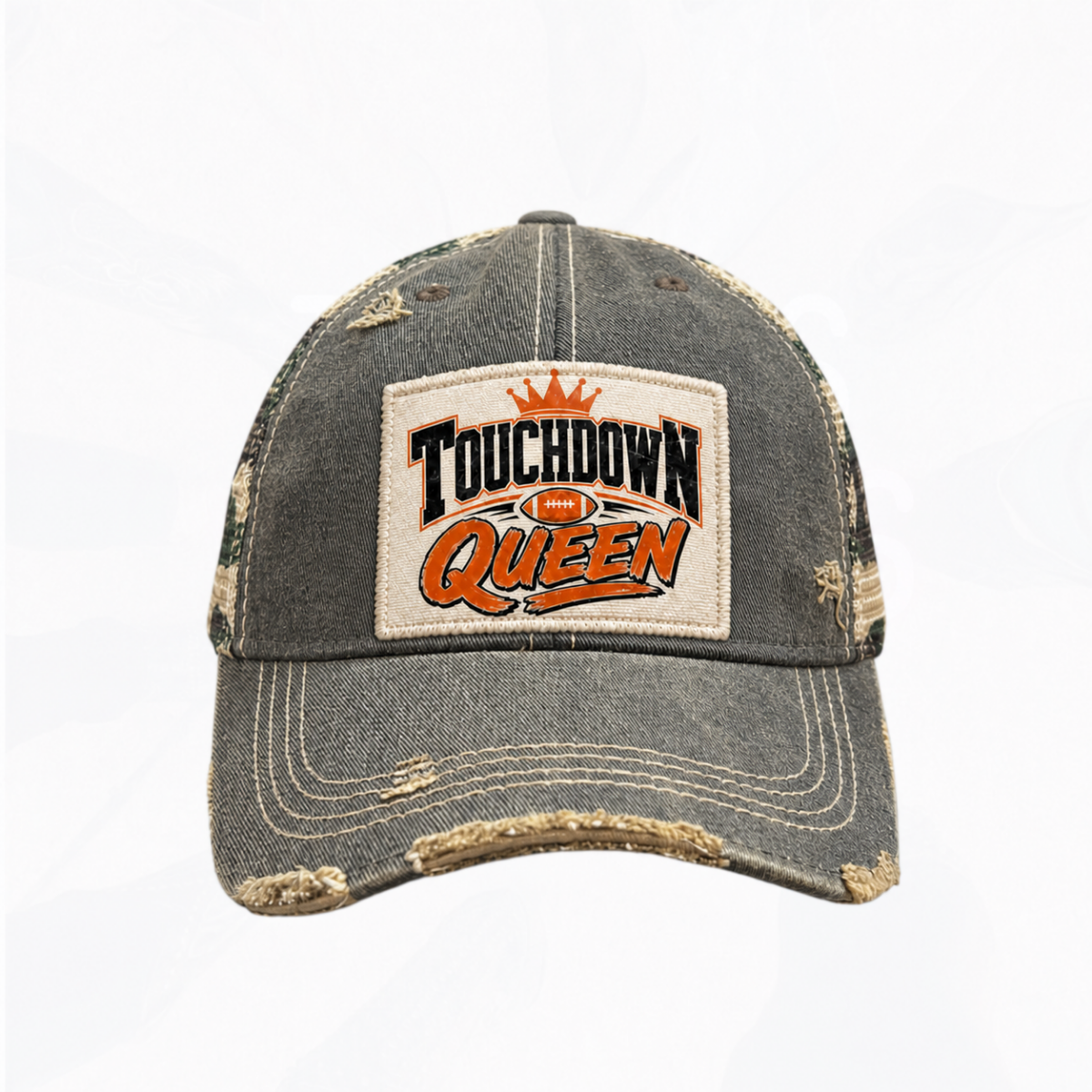 TOUCHDOWN QUEEN Football Patch Trucker Hats