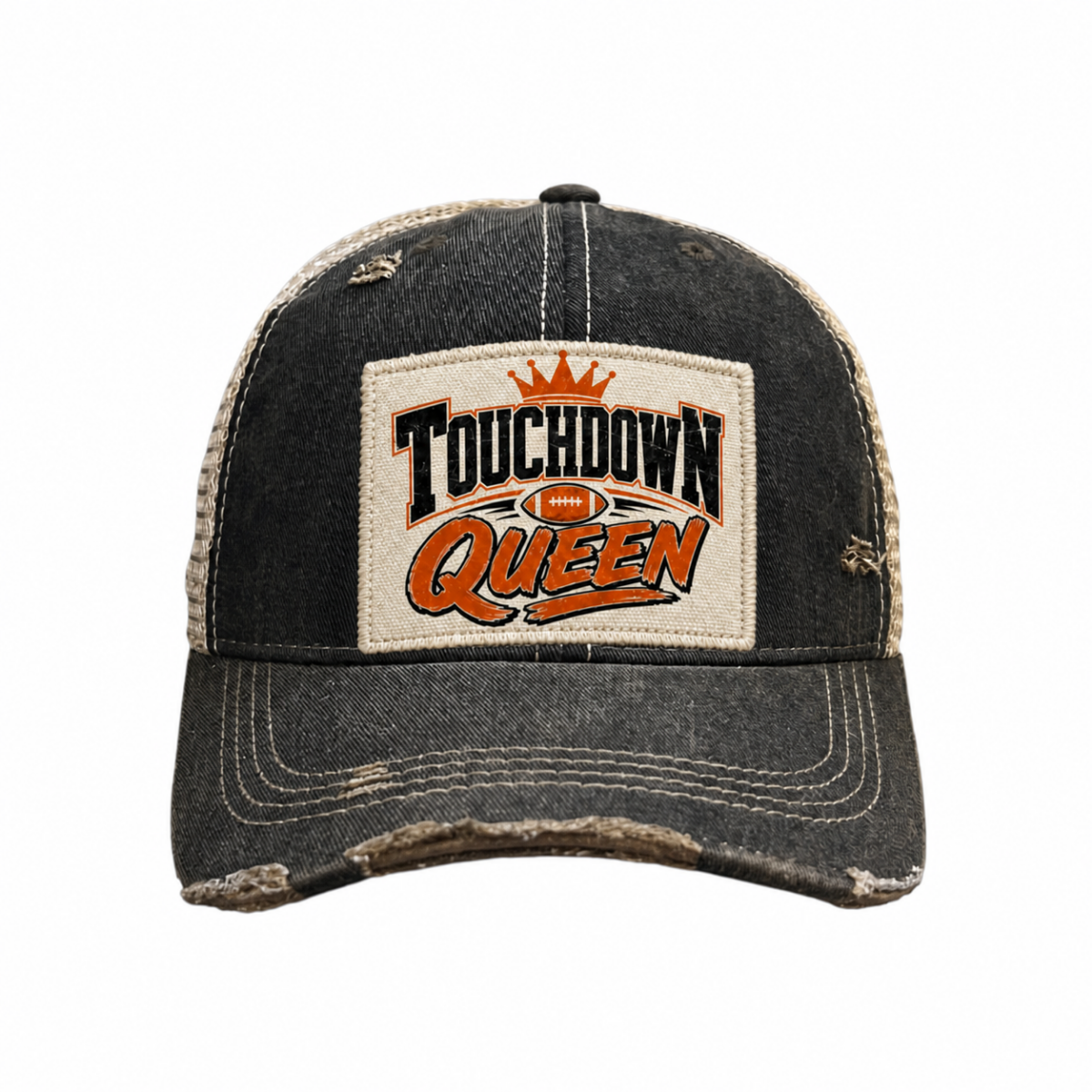 TOUCHDOWN QUEEN Football Patch Trucker Hats