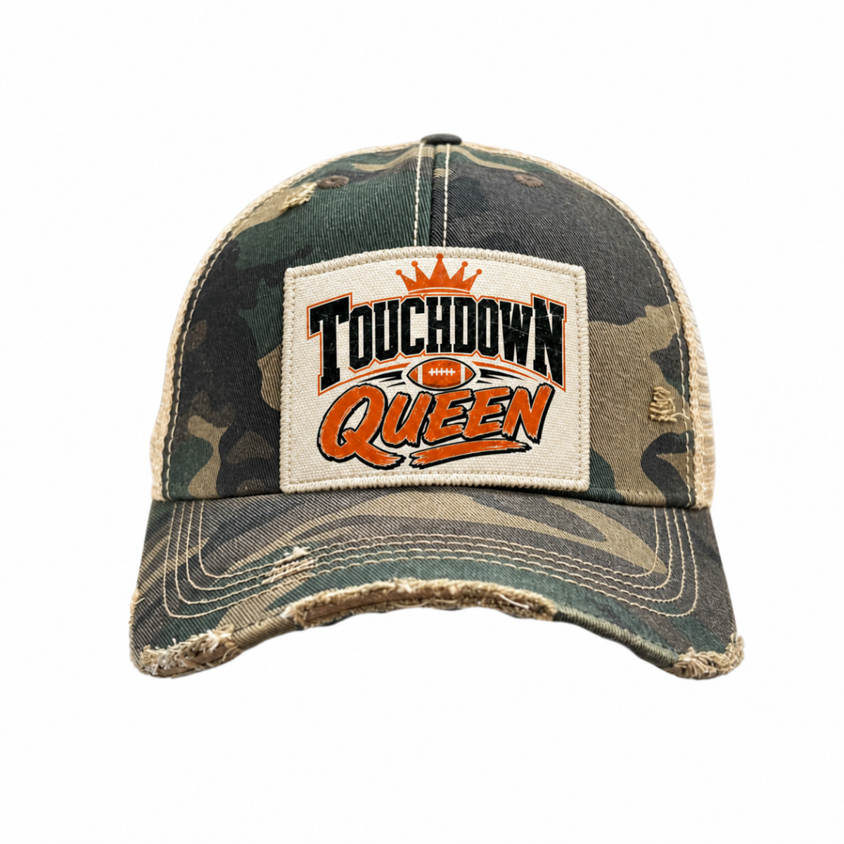 TOUCHDOWN QUEEN Football Patch Trucker Hats