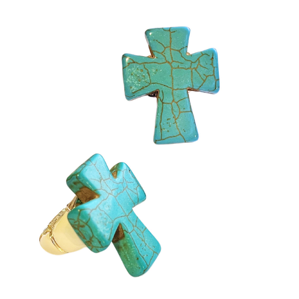 Stone CROSS Stretch Rings - Many Colors