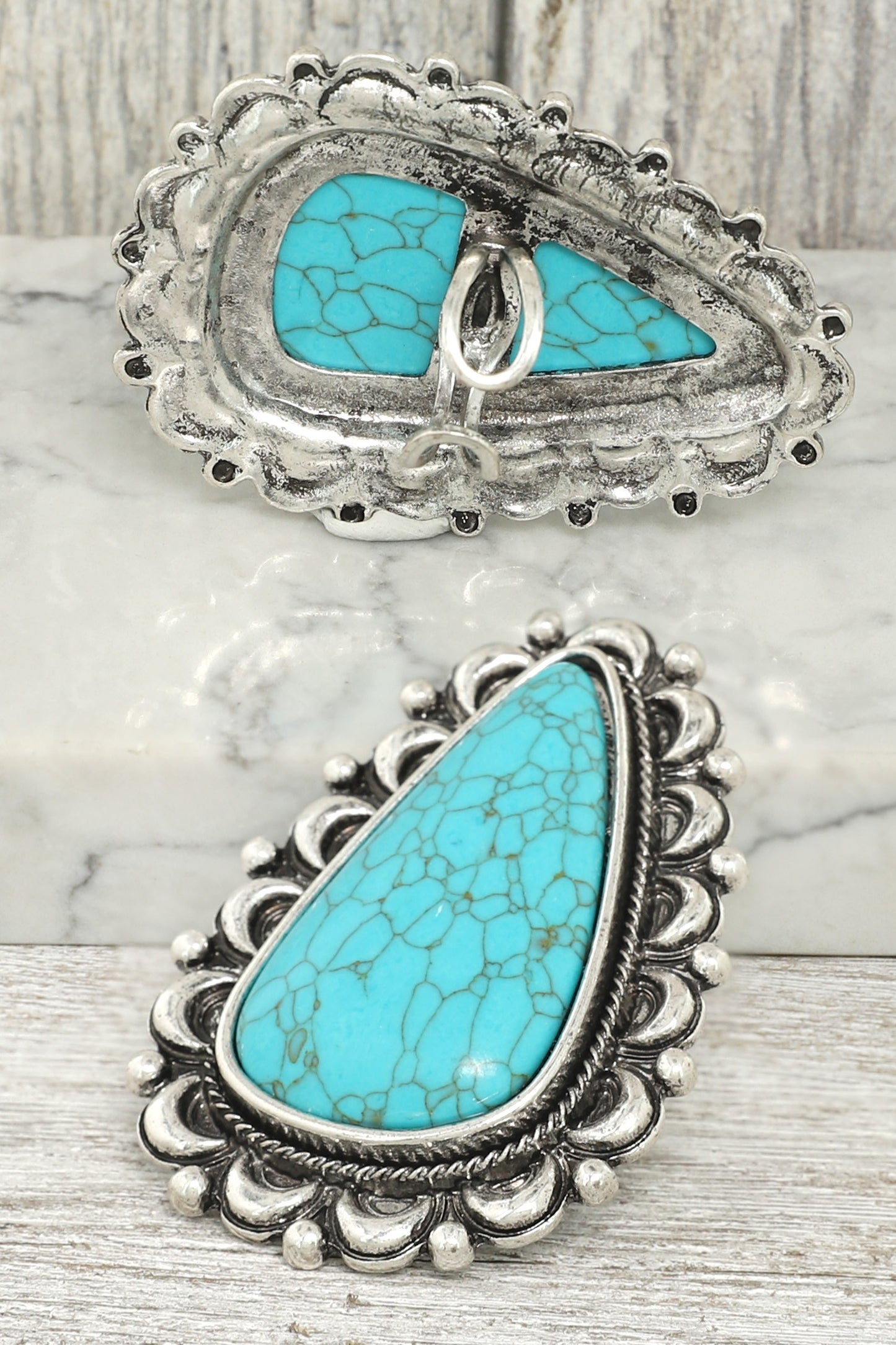 Teardrop Turquoise Adjustable Ring