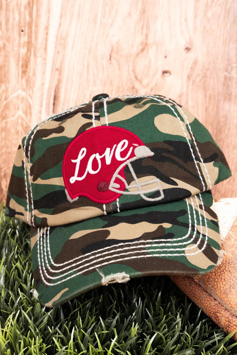 Football Helmet LOVE Baseball Hats - 4 Colors