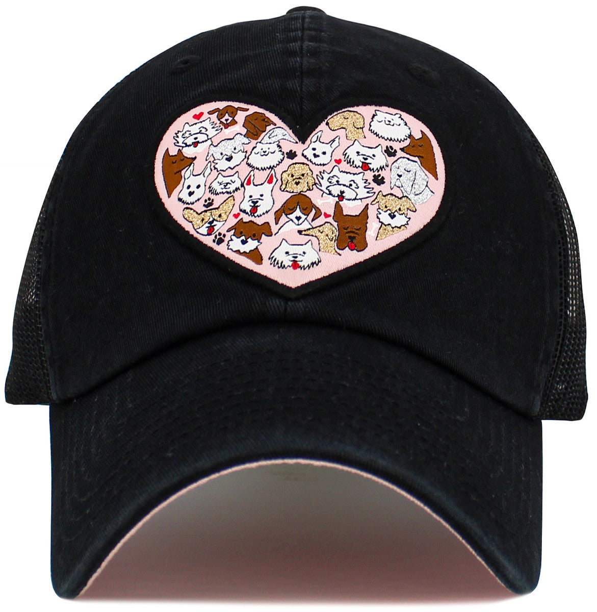 DOGS in HEART Hat - Black or PINK