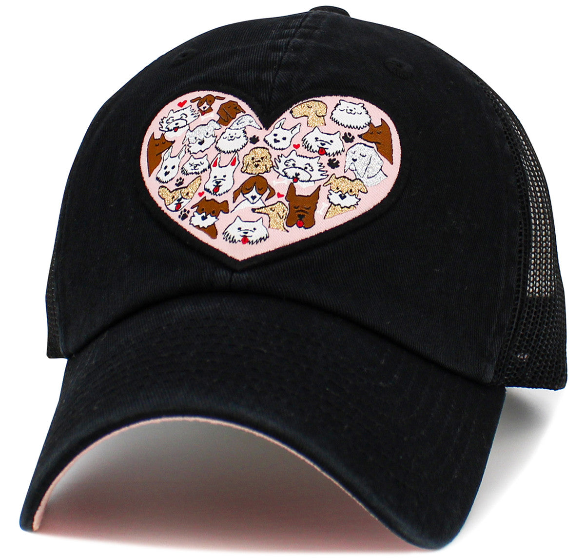 DOGS in HEART Hat - Black or PINK