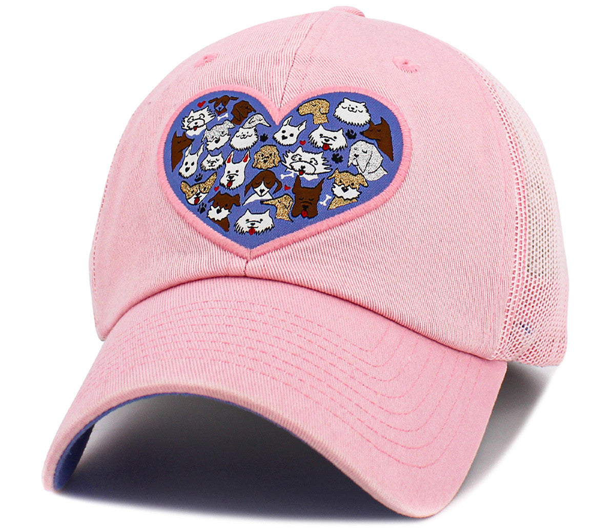 DOGS in HEART Hat - Black or PINK