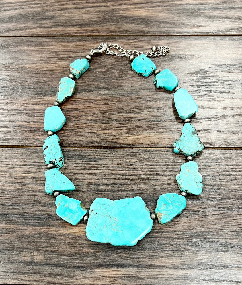 Western Style 18" Slab Turquoise Necklace