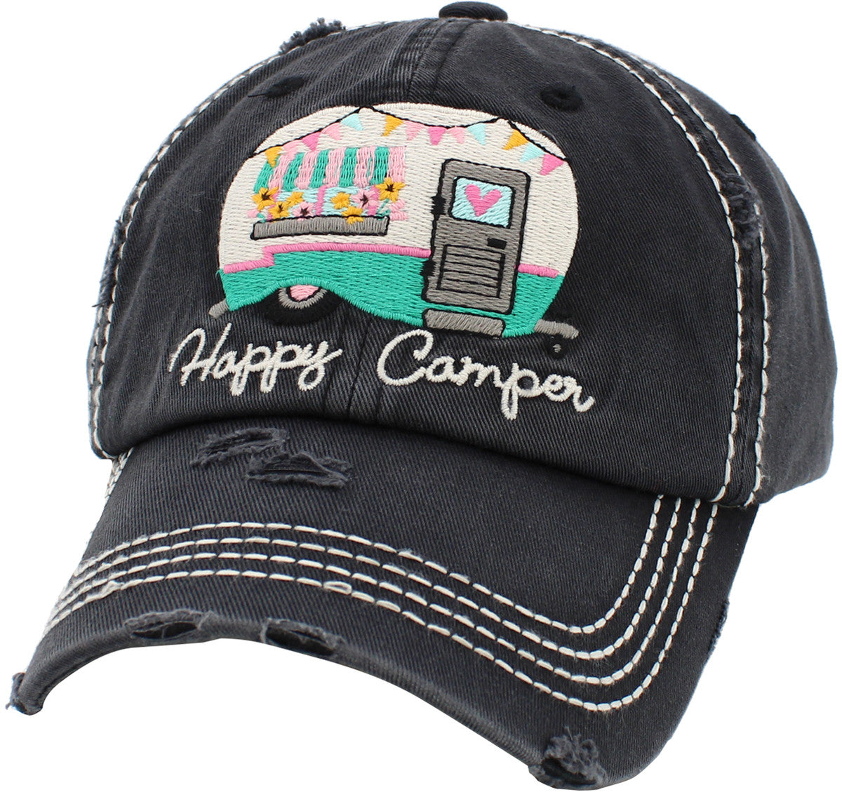 Happy Camper RV Hat - Black