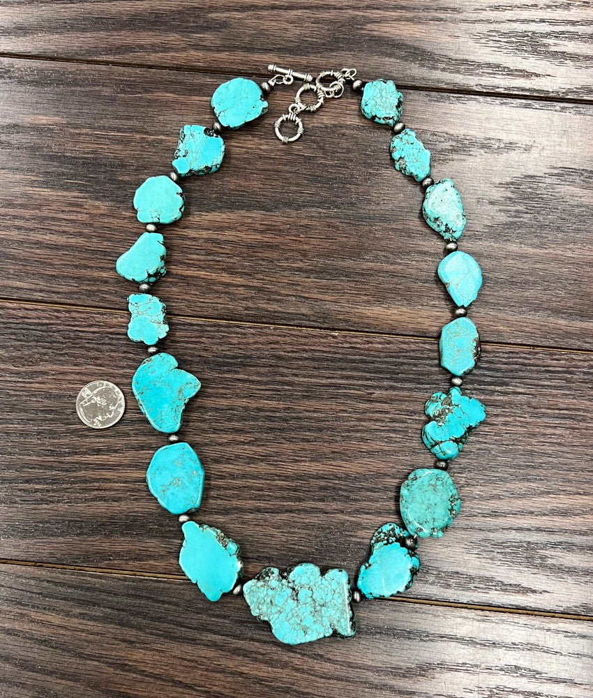 Western Style 24" Slab Turquoise Necklace