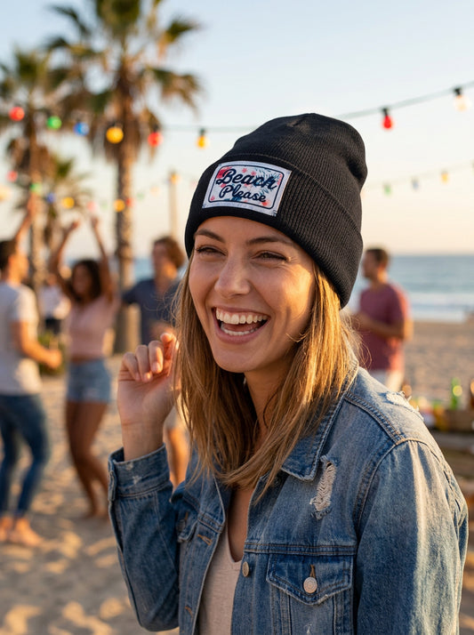 Sassy beanie hat Beach Please - lifestyle photo